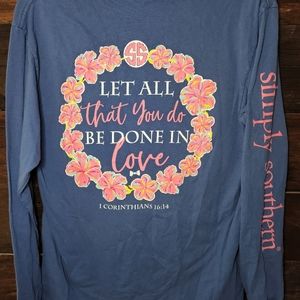 Simply Southern long sleeve. Light navy blue color. Adult Medium.